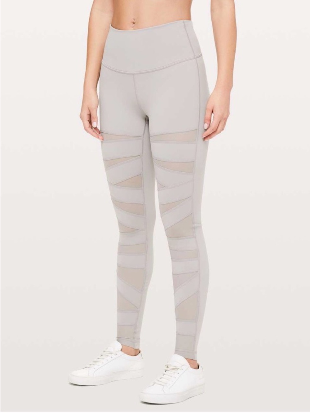 lululemon athletica Women’s Light Gray High-Rise Tech Mesh 28” Leggings- Size 8